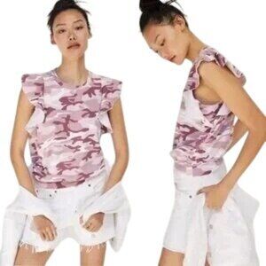 Anthropologie t.la Pink Camo Ruffle Top